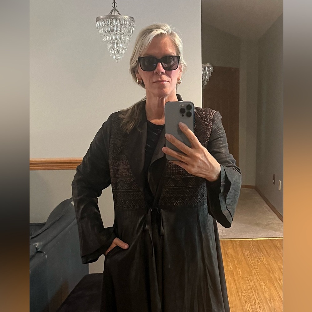 Vocal women’s chocolate charcoal black cardigan coat boho xl